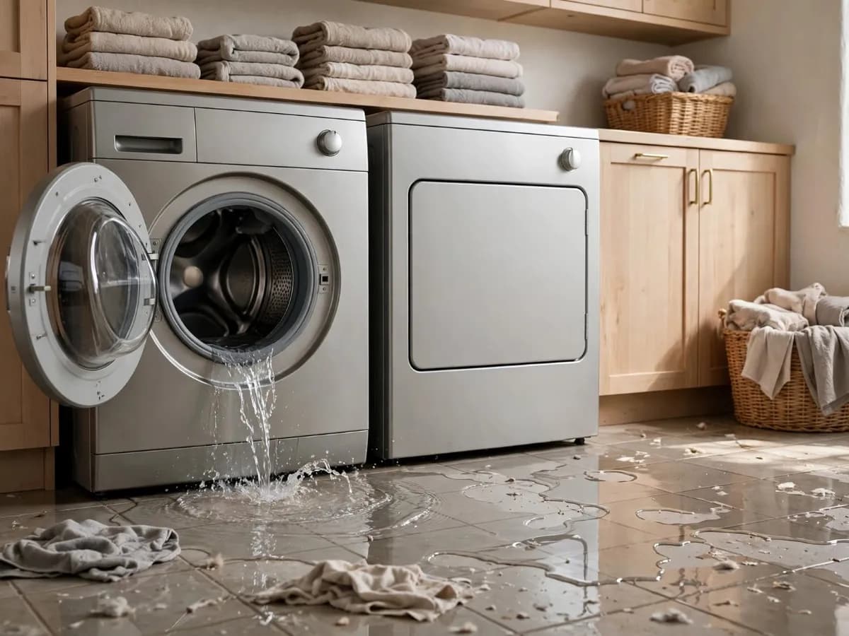 Water pooling under a washing machine