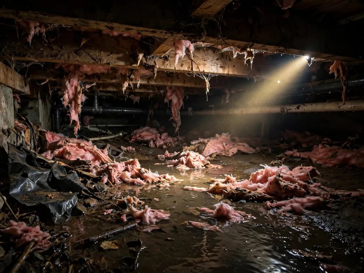 Water under a house in a crawl space